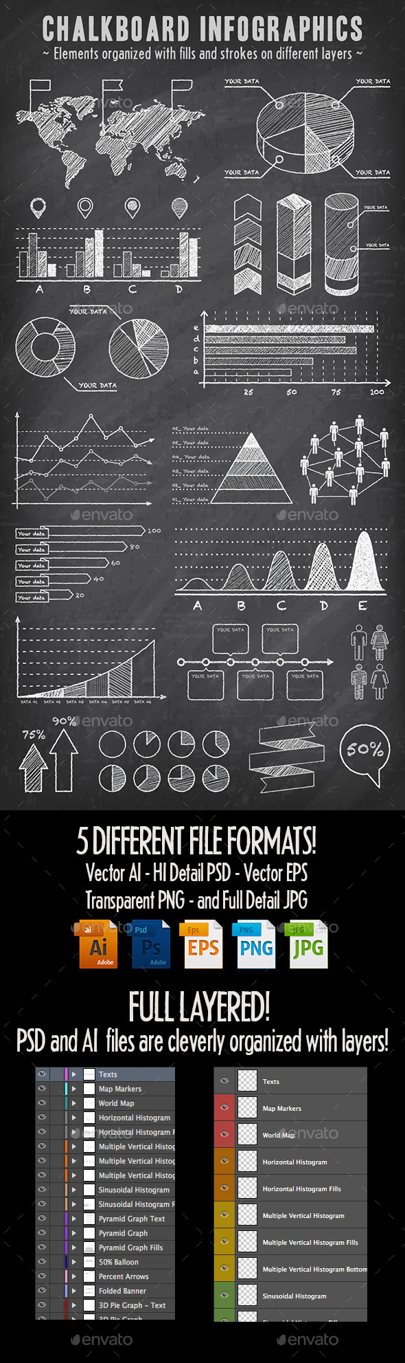 Chalkboard Vector Infographics - Infographics