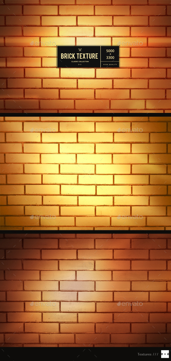 3 Golden Brick Walls - Metal Textures