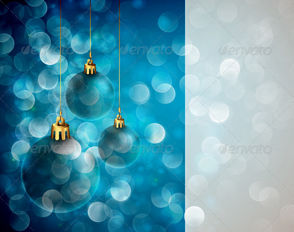 Christmas Greeting with Shiny Globes and Lights - Christmas Seasons/Holidays