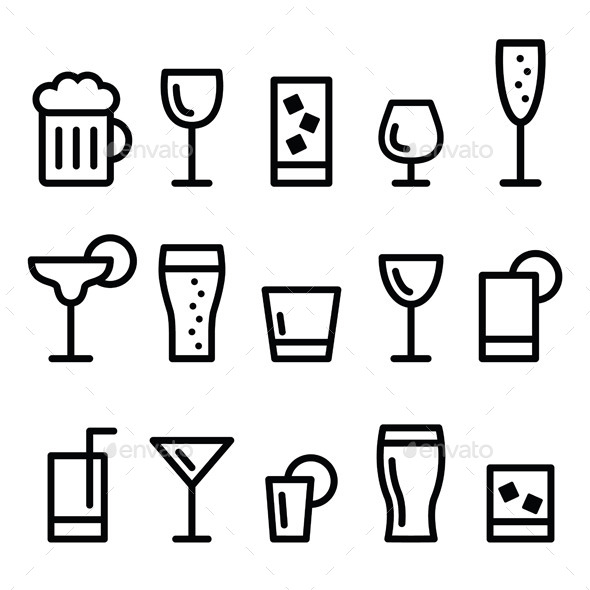 Drink Alcohol Beverage Icons - Food Objects