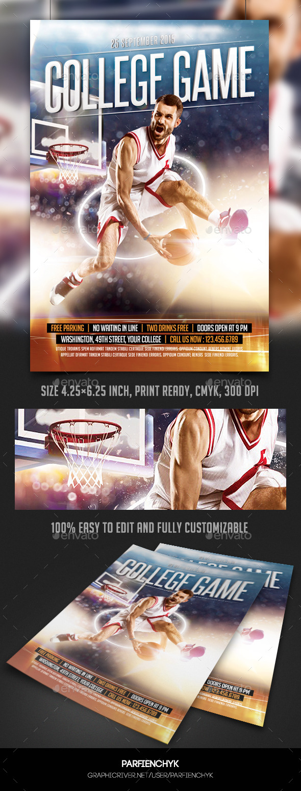 College Basketball Game Flyer Template - Sports Events