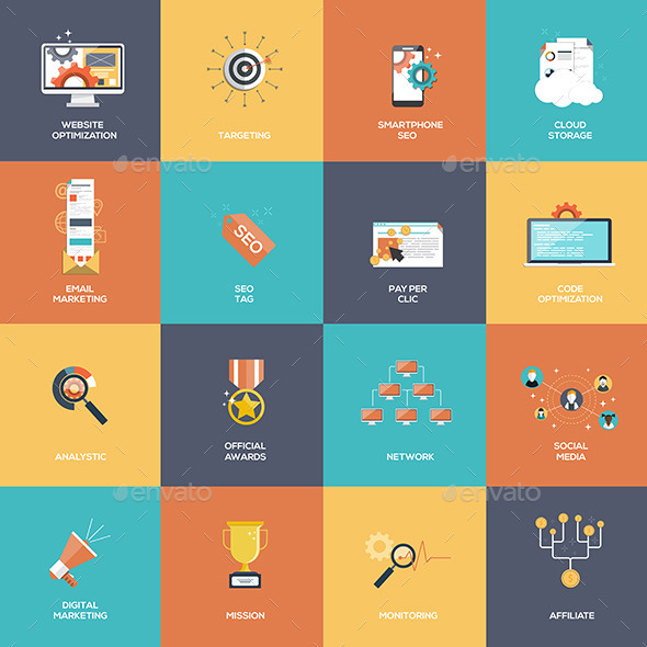Set of SEO and Marketing Icons - Media Icons