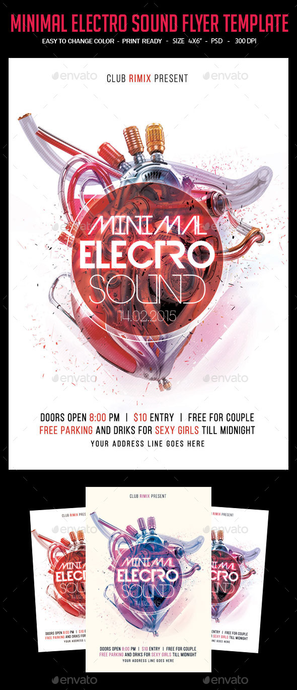 Minimal Electro Sound Flyer - Clubs & Parties Events