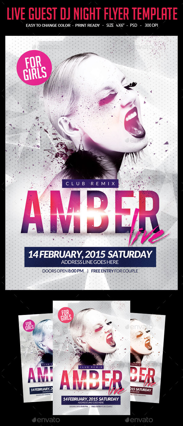 Live Guest Dj Night Flyer Template - Clubs & Parties Events