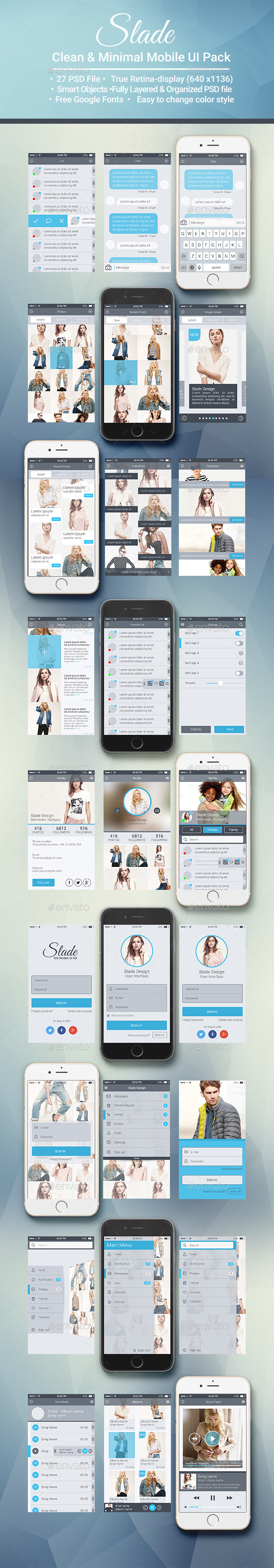 Slade Clean & Minimal Mobile UI pack - User Interfaces Web Elements