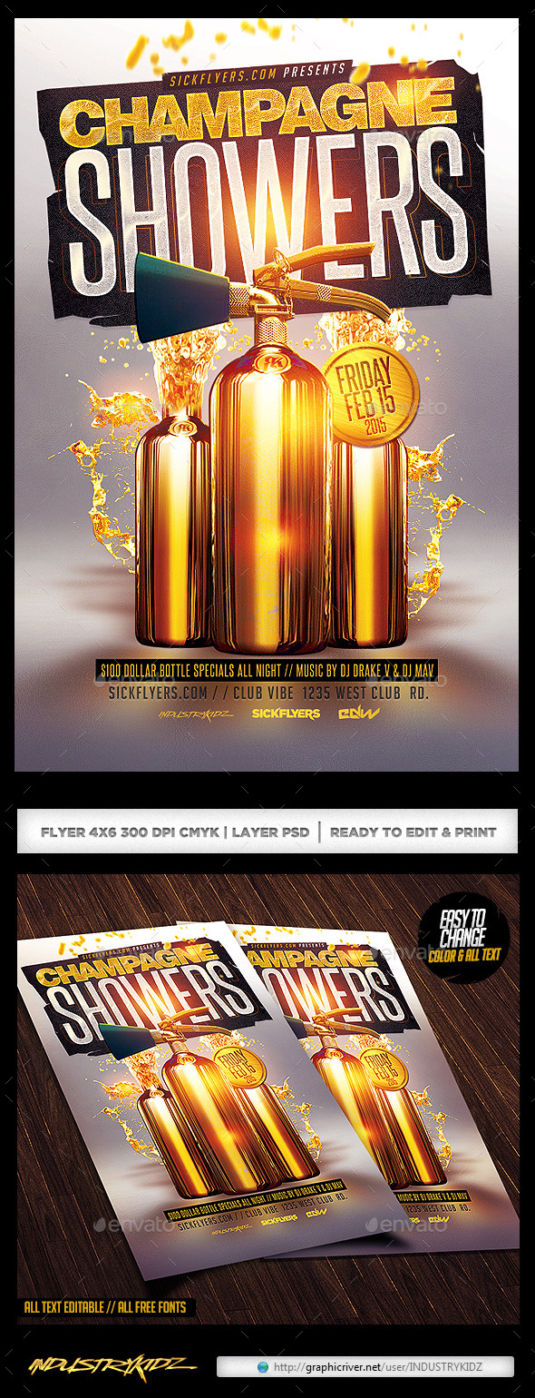Champagne Showers Flyer - Clubs & Parties Events