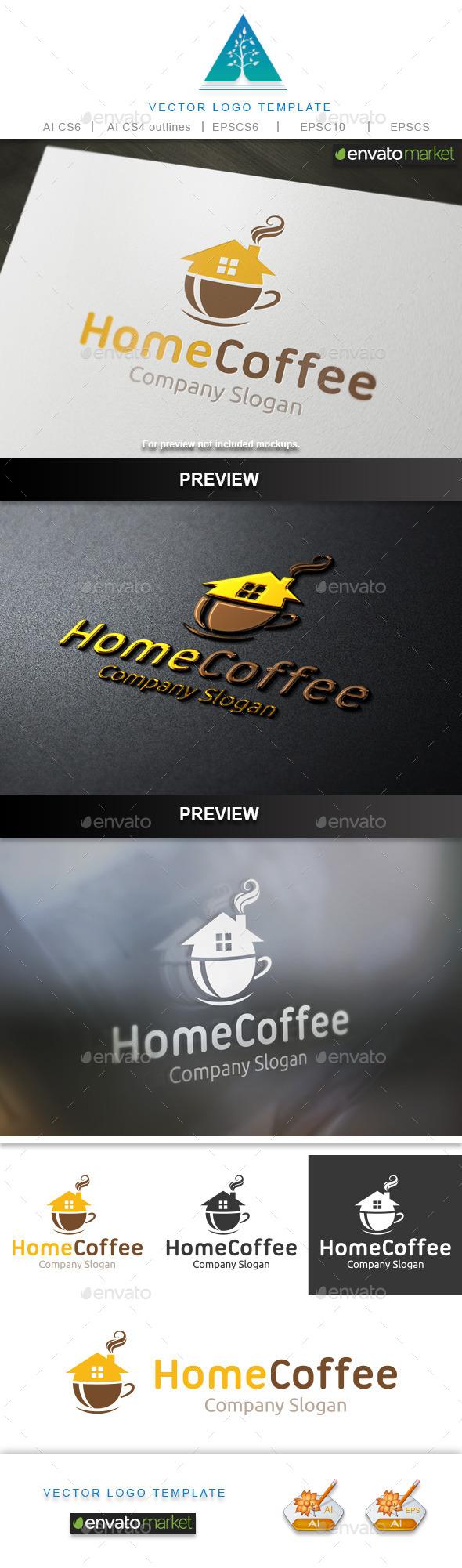 Home Coffee Logo - Food Logo Templates