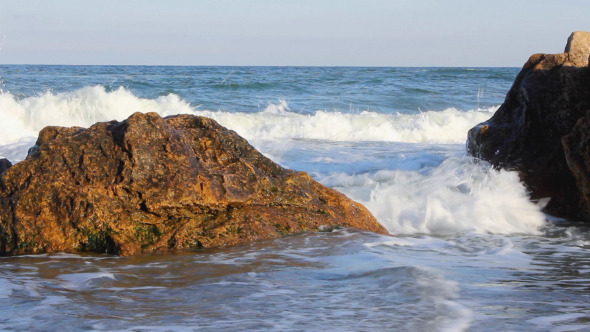 Ocean Waves on the Rocky Shoreline