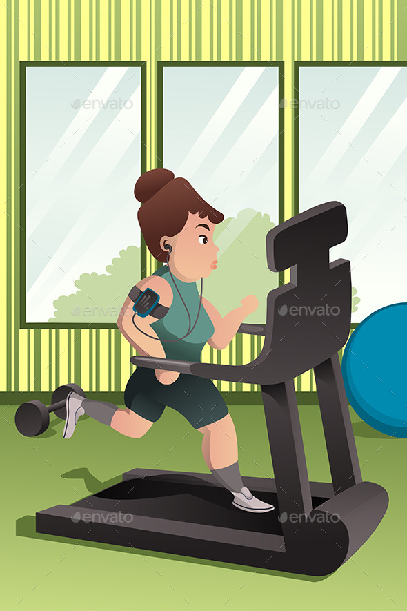 Overweight Person Running on a Treadmill - Sports/Activity Conceptual