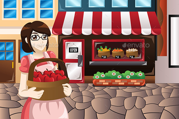 Female Store Owner Standing in Front of Her Store - Commercial / Shopping Conceptual