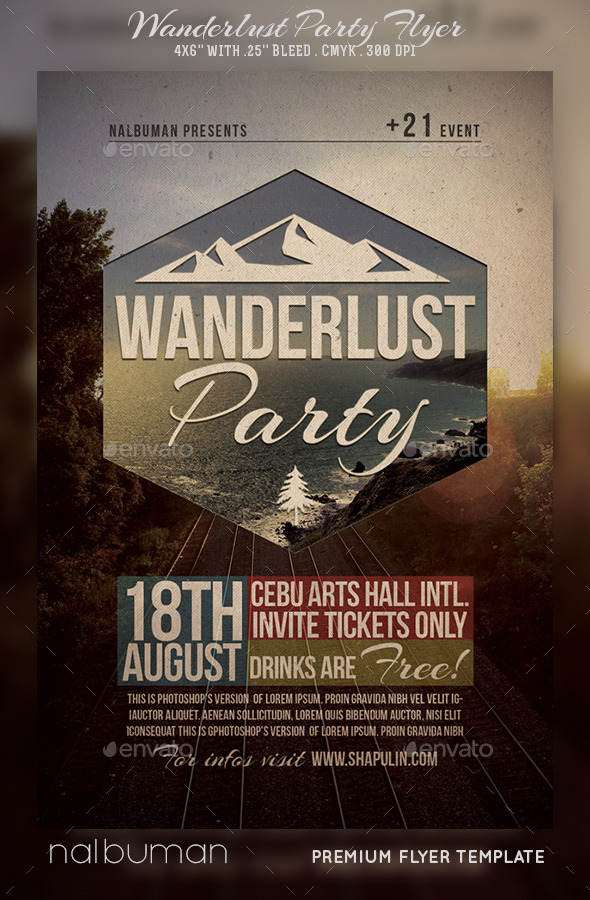 Wanderlust Party Flyer - Flyers Print Templates