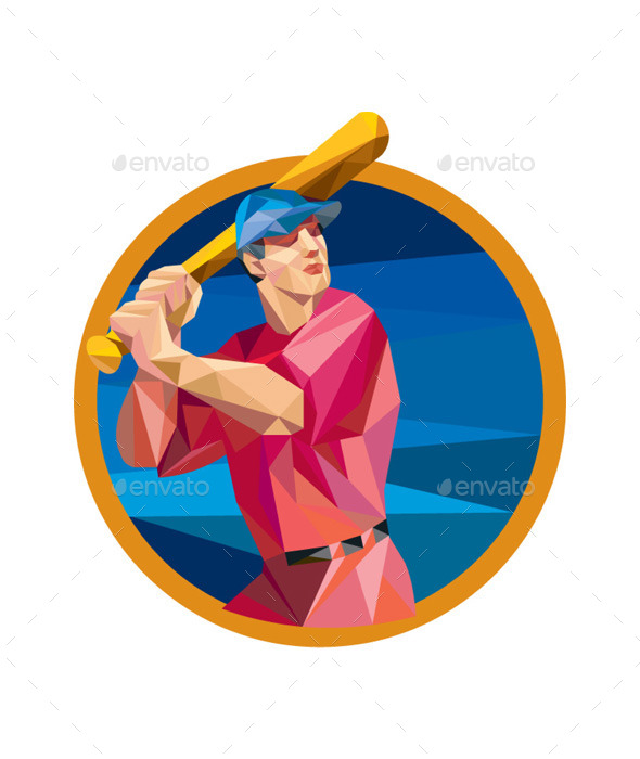 Baseball Circle Low Polygon - Sports/Activity Conceptual