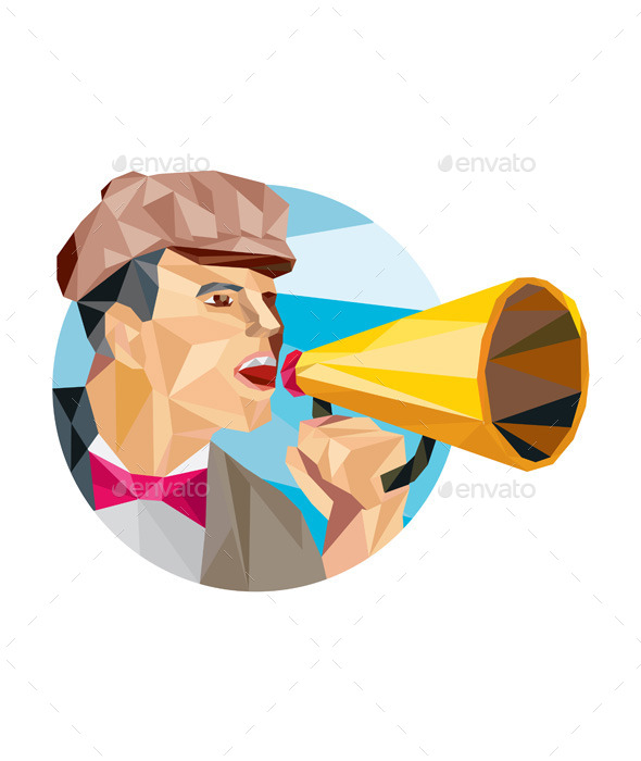 Movie Director Bullhorn Low Polygon - People Characters
