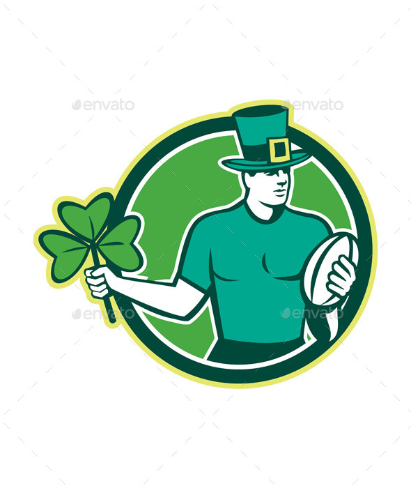 Irish Rugby Player Holding Shamrock - Sports/Activity Conceptual
