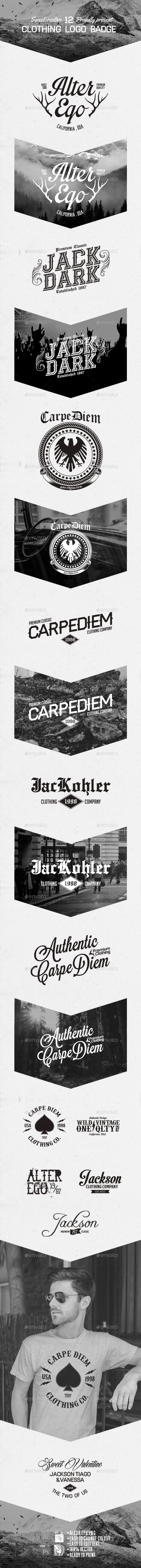 12 Vintage Clothing Logo Badges & Labels V2 - Badges & Stickers Web Elements