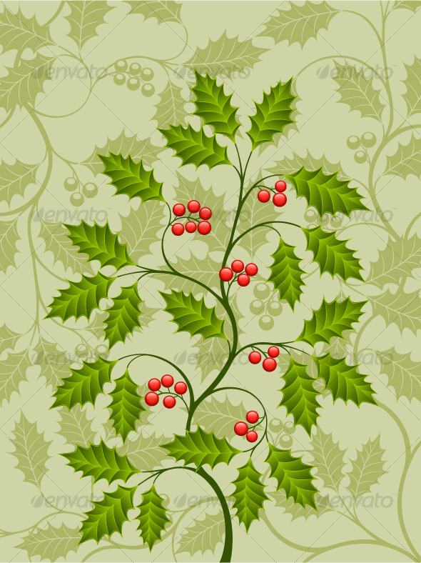 Abstract background with a holly branch