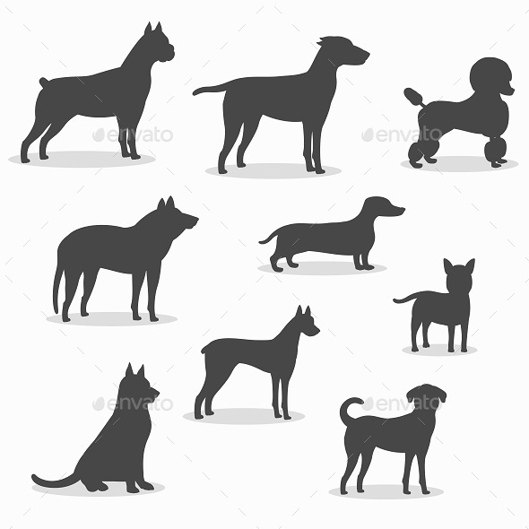 Dogs Icons Set of Different Breeds - Animals Characters