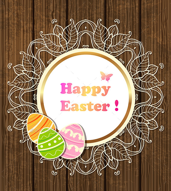Easter Banner with Lace and Eggs - Miscellaneous Seasons/Holidays