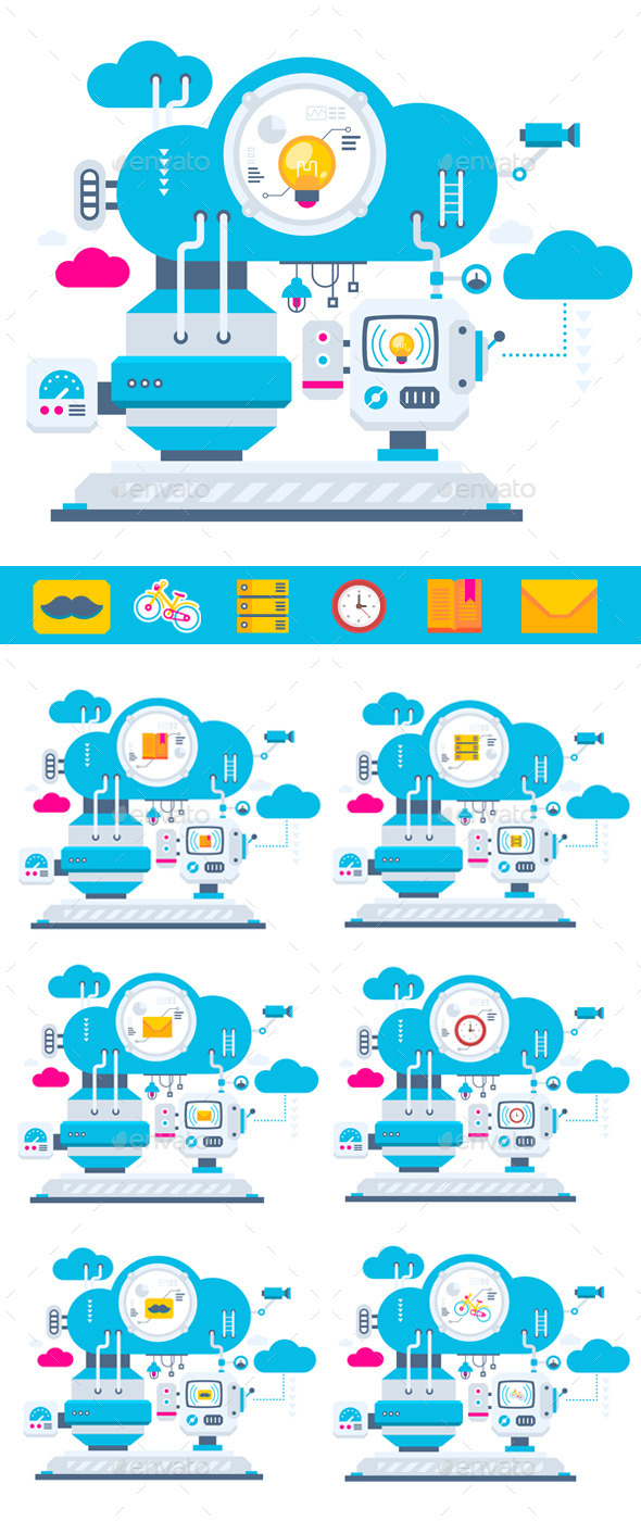 Flat Cloud Technology Service - Computers Technology
