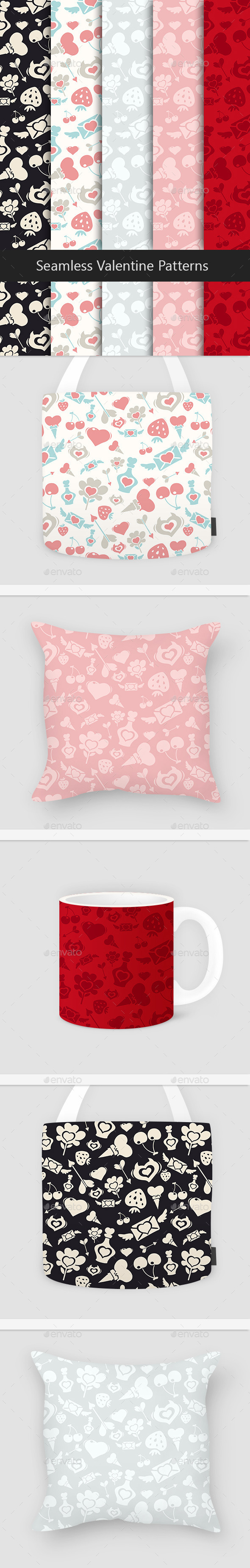 Seamless Valentine Patterns Set - Patterns Decorative