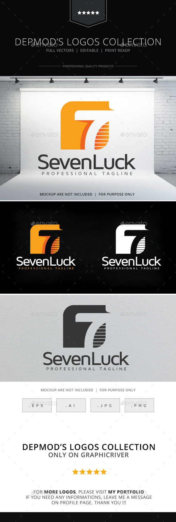 Seven Luck Logo - Numbers Logo Templates