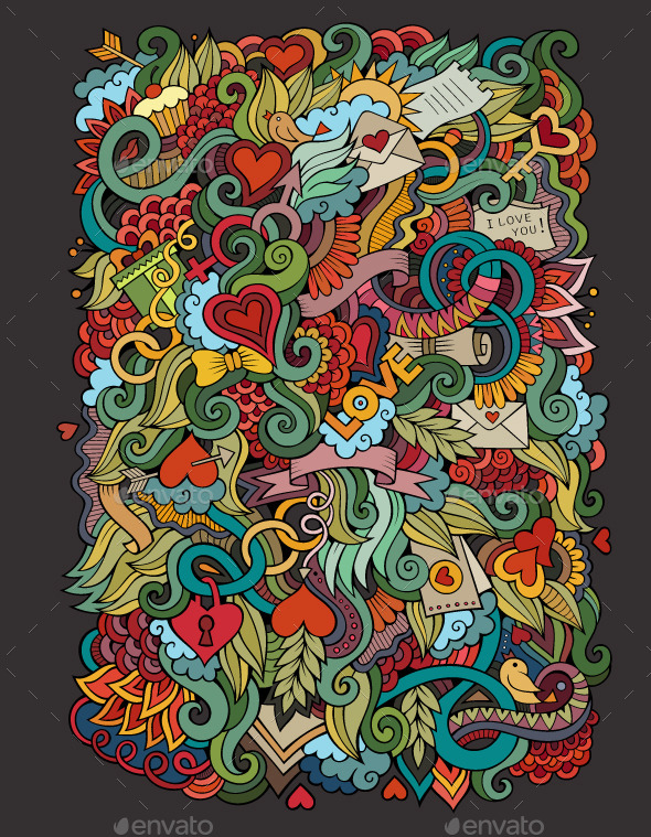 Love Doodle Pattern - Valentines Seasons/Holidays
