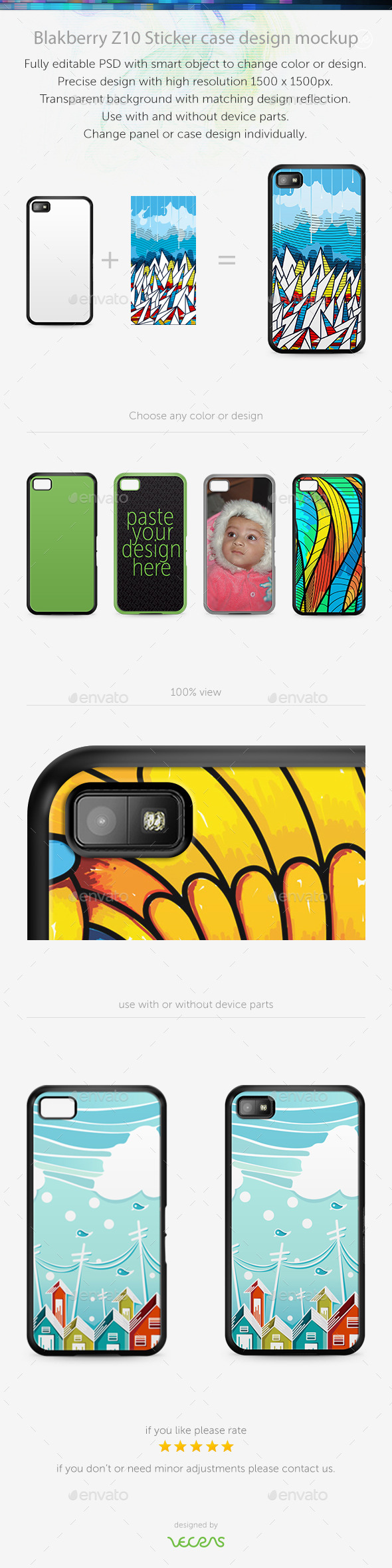 Blakberry Z10 Sticker Case Design Mockup