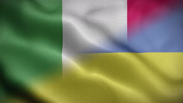 Ukraine Italy Flag Loop Background 4K