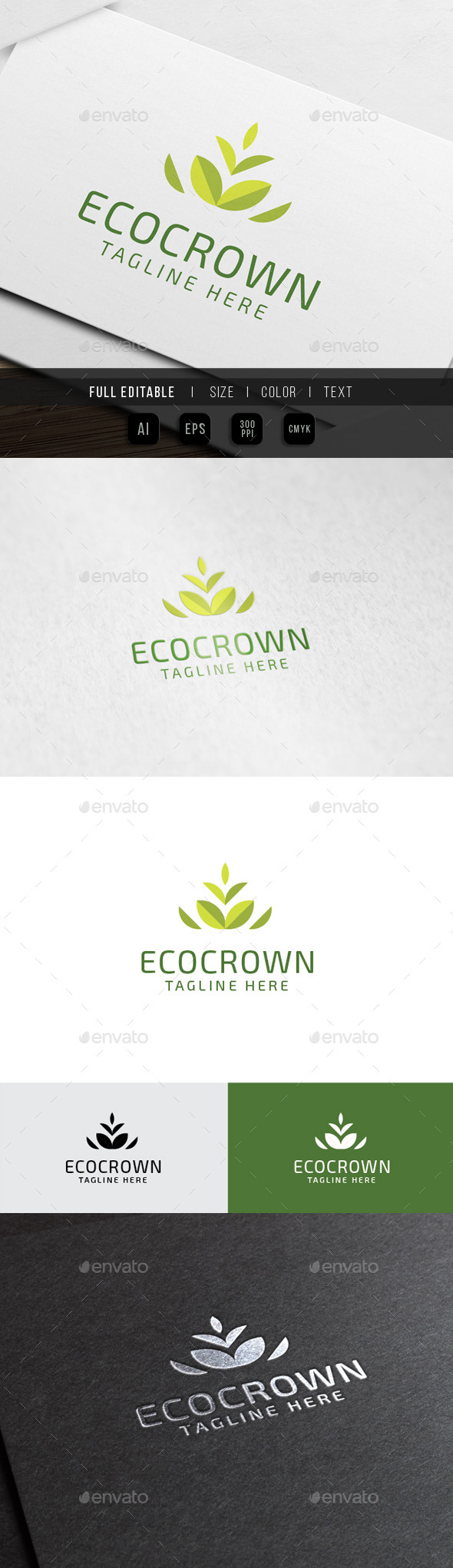 Eco Crown Leaf Logo - Nature Logo Templates