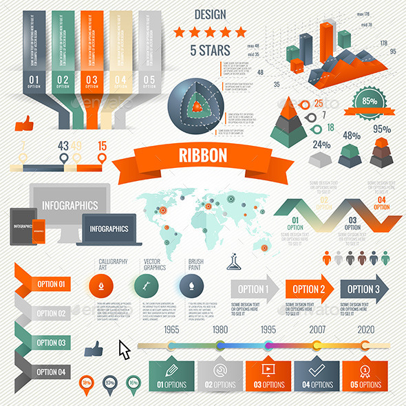 Infographics Set with Options. Business Icons - Infographics
