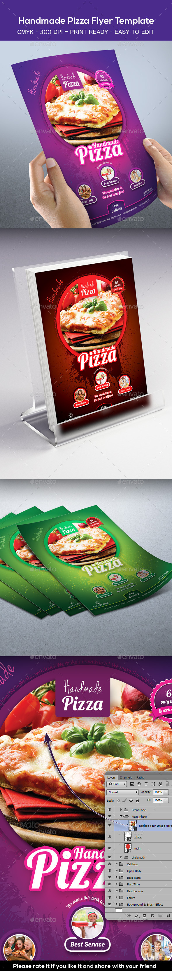 Handmade Pizza / Food Flyer Template - Restaurant Flyers