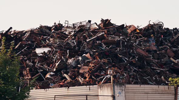 Dump of industrial and household scrap metal. Scrap metal at the recycling site