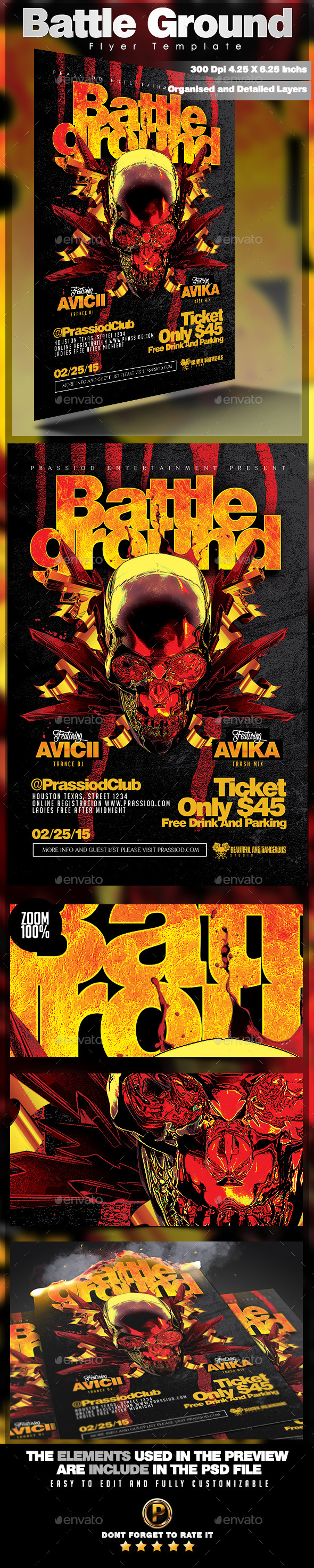 Battle Ground Flyer Template - Clubs & Parties Events