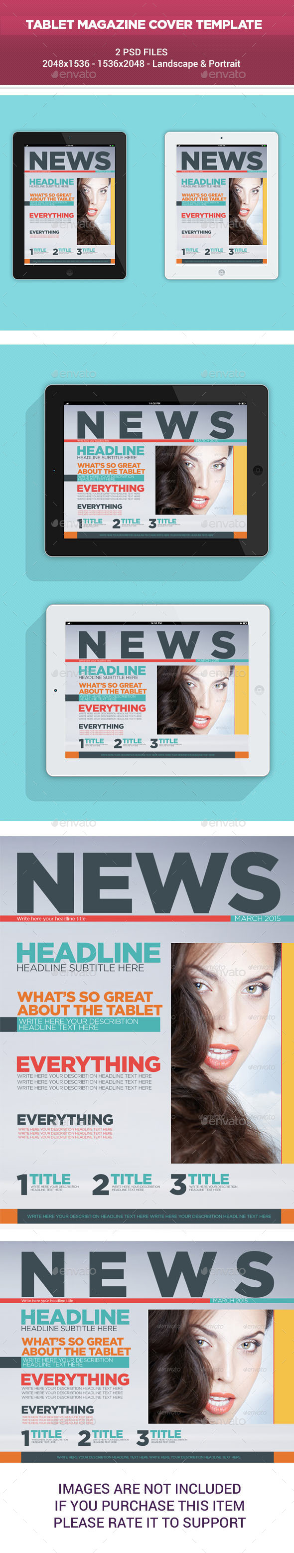 Tablet Magazine Cover Template - Digital Magazines ePublishing