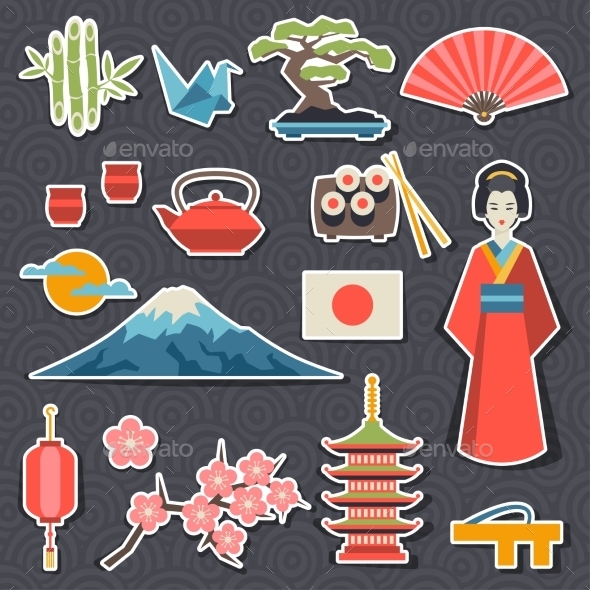 Japan Icons and Symbols Set - Travel Conceptual