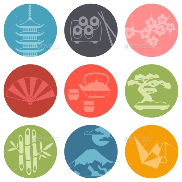 Japan Icons and Symbols Set - Travel Conceptual