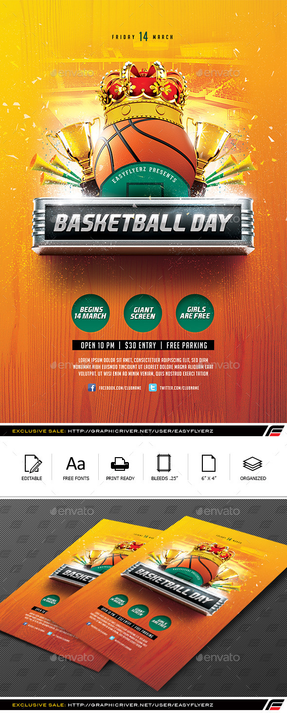 Basketball Day Flyer Template - Sports Events