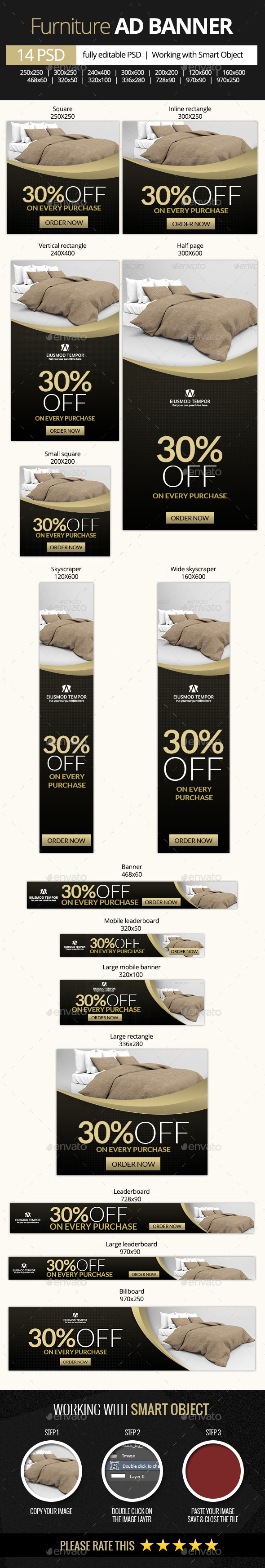 Furniture Goods Web Banners - Banners & Ads Web Elements