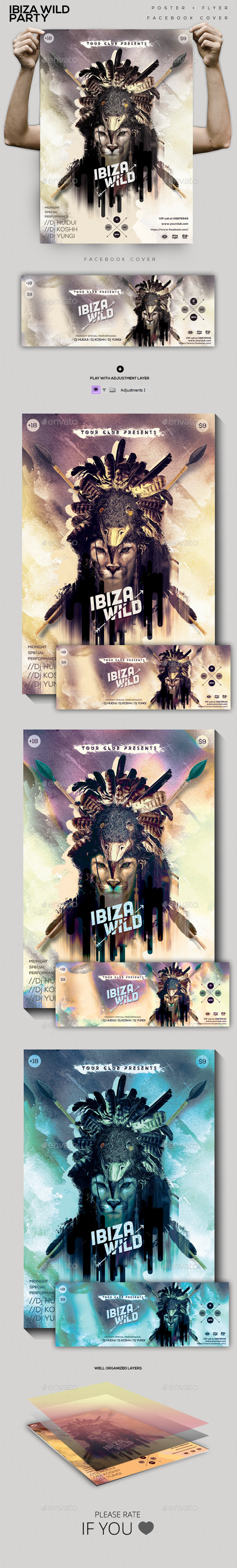 Ibiza Wild Flyer/ Poster/ Facebook cover - Clubs & Parties Events