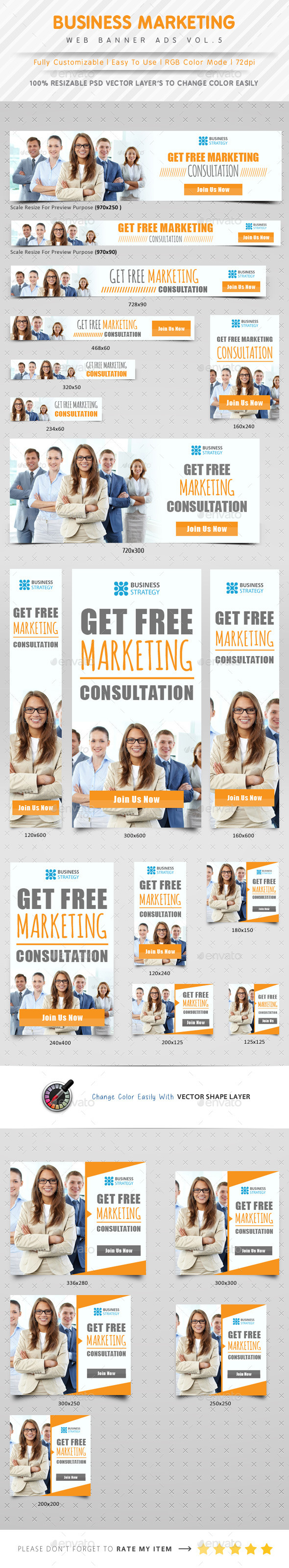Business Marketing Web Banner Ads Vol.5 - Banners & Ads Web Elements