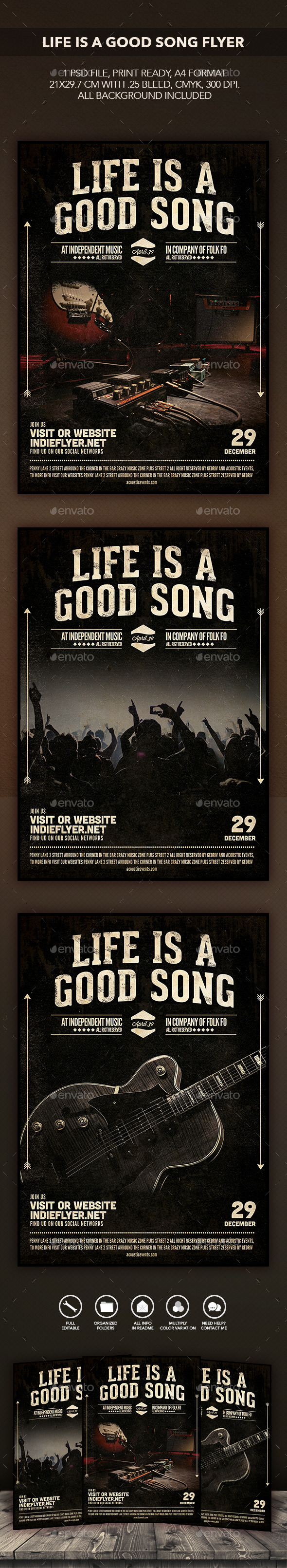 Life is a good song flyer - Flyers Print Templates
