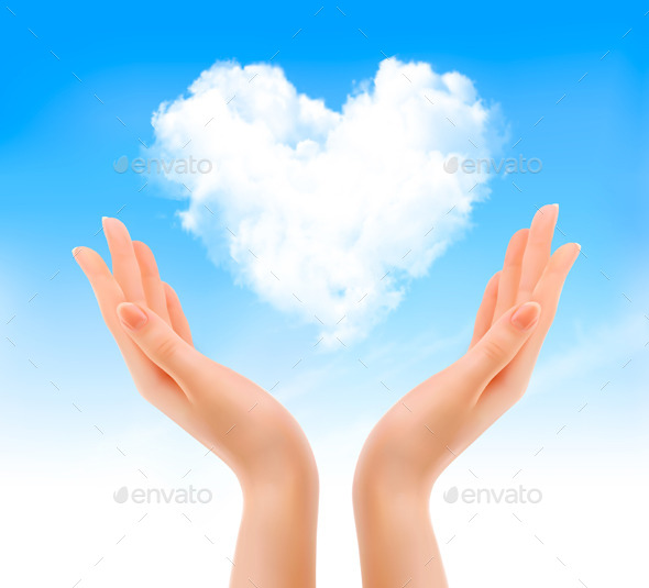 Holiday Valentine Background with Hands - Valentines Seasons/Holidays