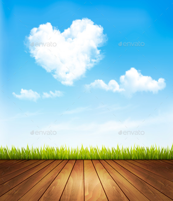 Nature Background with a Blue Sky and Heart - Nature Conceptual