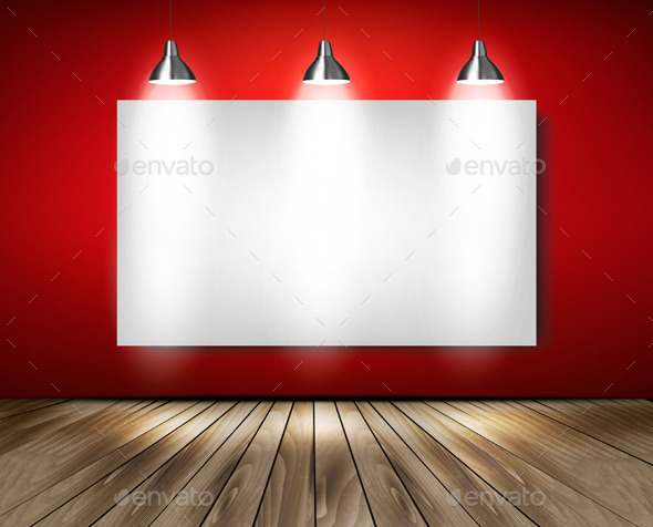 Red Room with Spotlights and Wooden Floor - Backgrounds Business