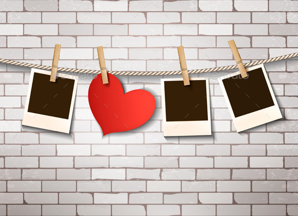 Background with Heart and Photos - Valentines Seasons/Holidays