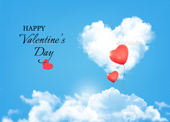 Holiday Background with Heart Shape of Cloud - Nature Conceptual