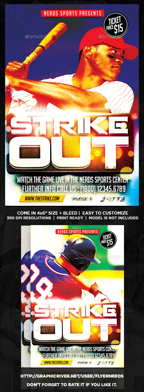 Strike Out Baseball Sports Flyer - Sports Events