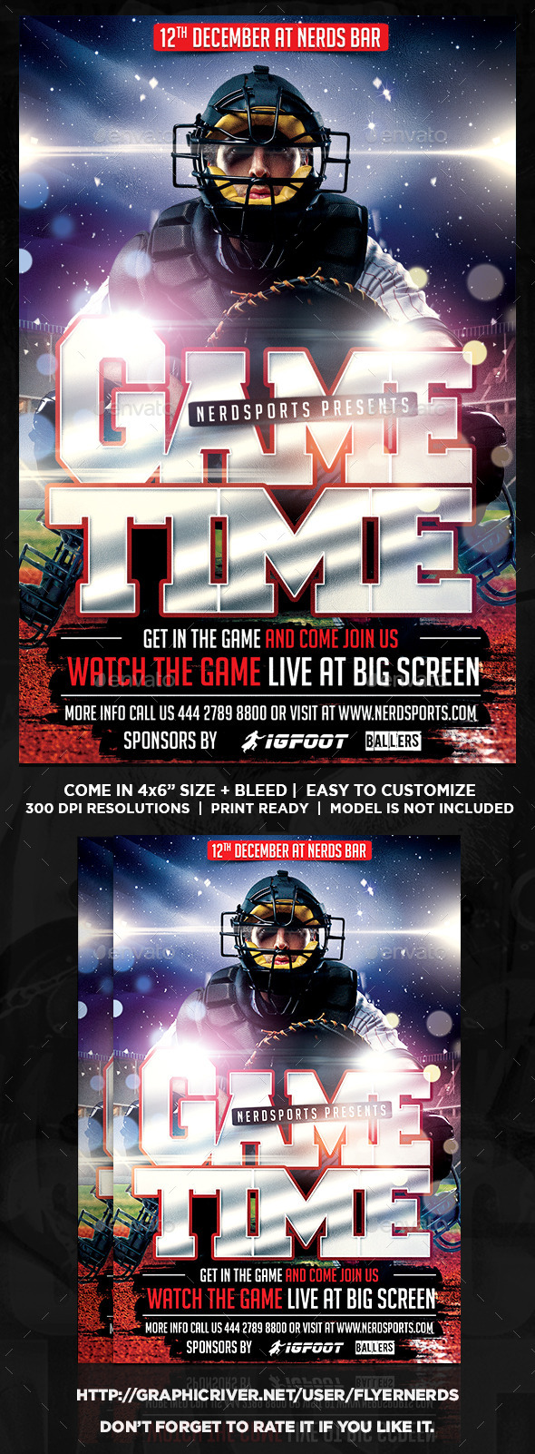 Game Time Baseball Sports Flyer - Sports Events