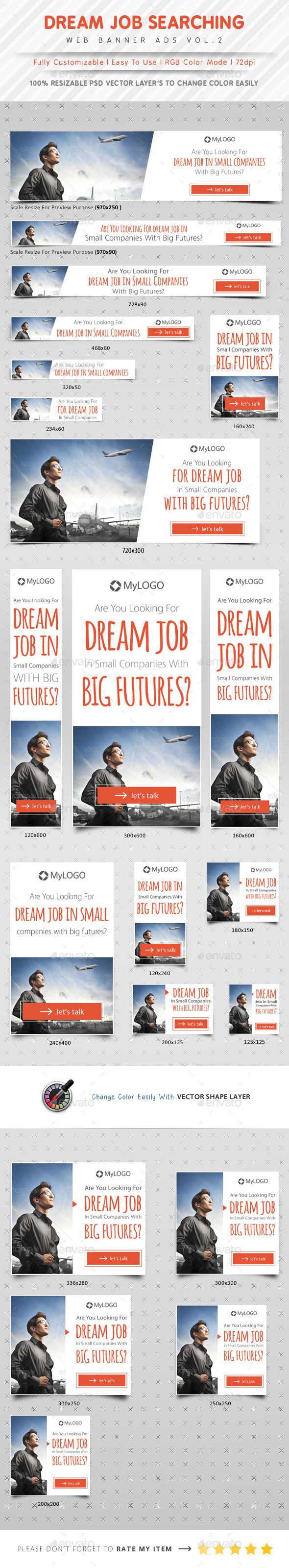 Job Searching Web Banner Ads Vol.2 - Banners & Ads Web Elements