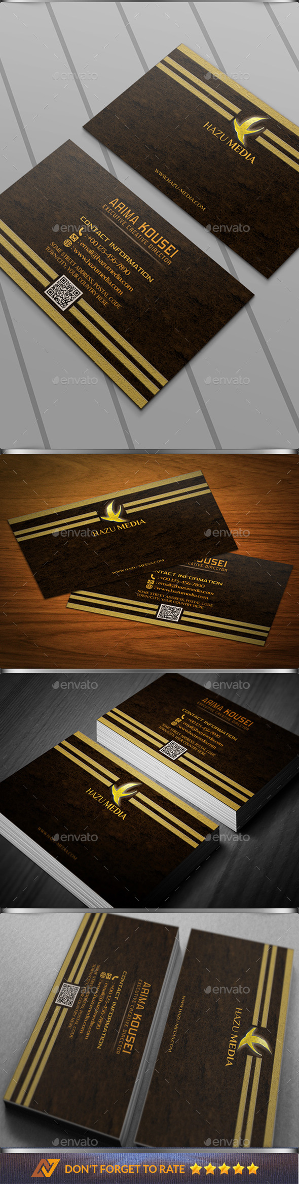 Simple Gold Corporate Bussiness Card - Business Cards Print Templates